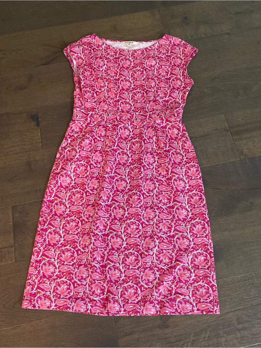 BODEN Pink Printed Cap-Sleeve Women's Dress 10L